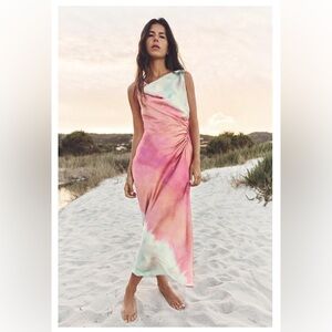 Sold Out- ZARA Tie Dye Print Satin Midi Dress